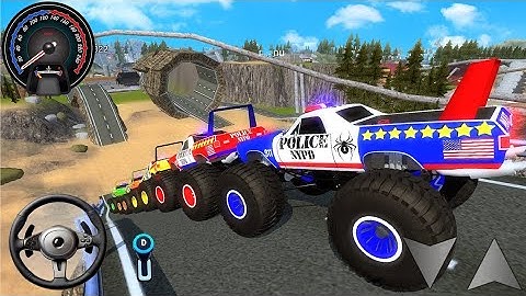 Juegos De Carros - Uphill Offroad Police Monster Trucks Impossible Driver #2 - GT Car Stunt GamePlay
