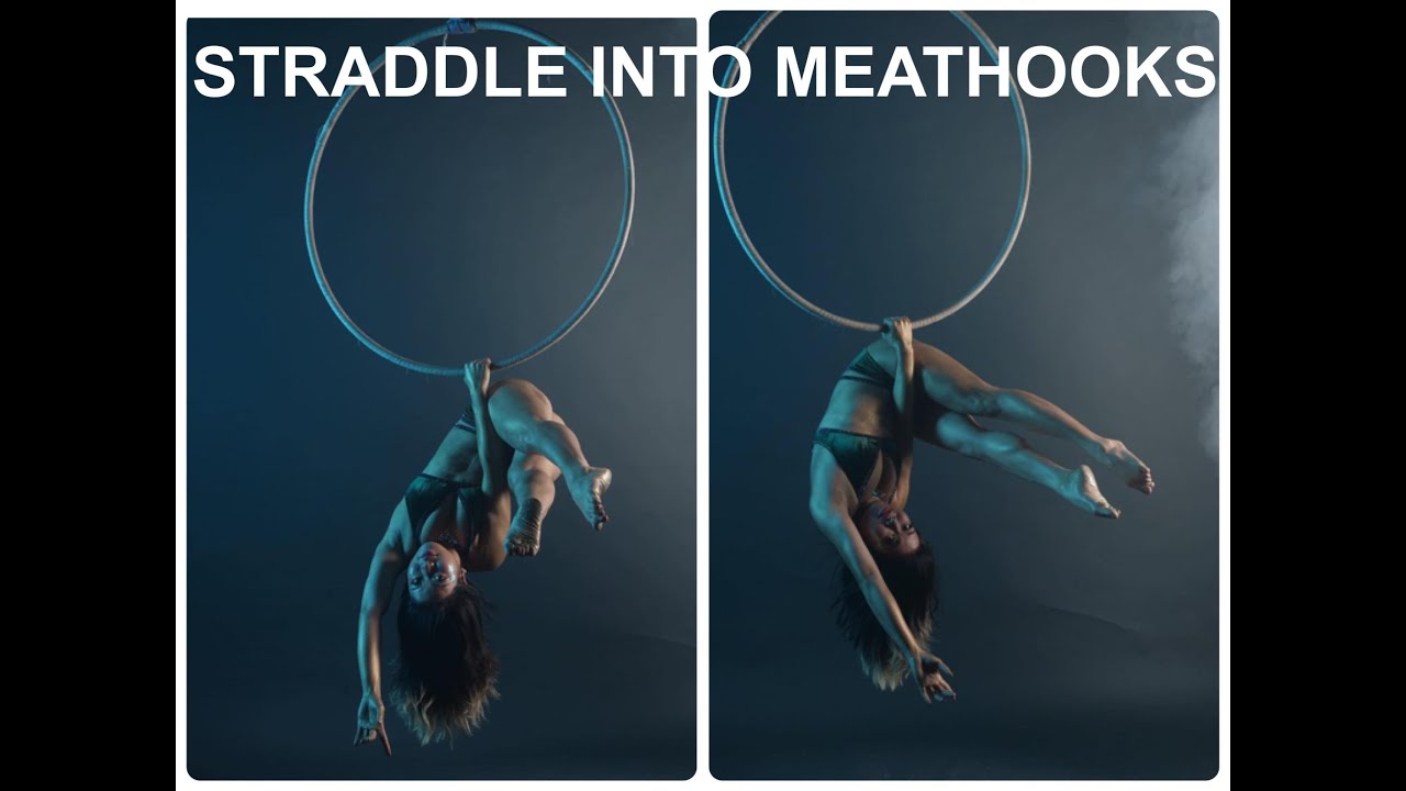 Aerial Hoop How to Straddle into Meathook Tutorial Vòng trên không