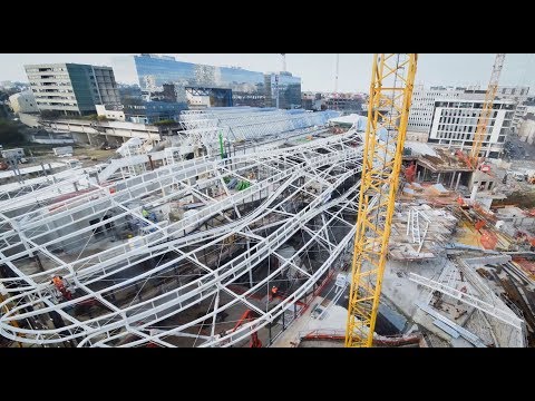 Rennes (35) Construction nouvelle gare TGV - timelapse