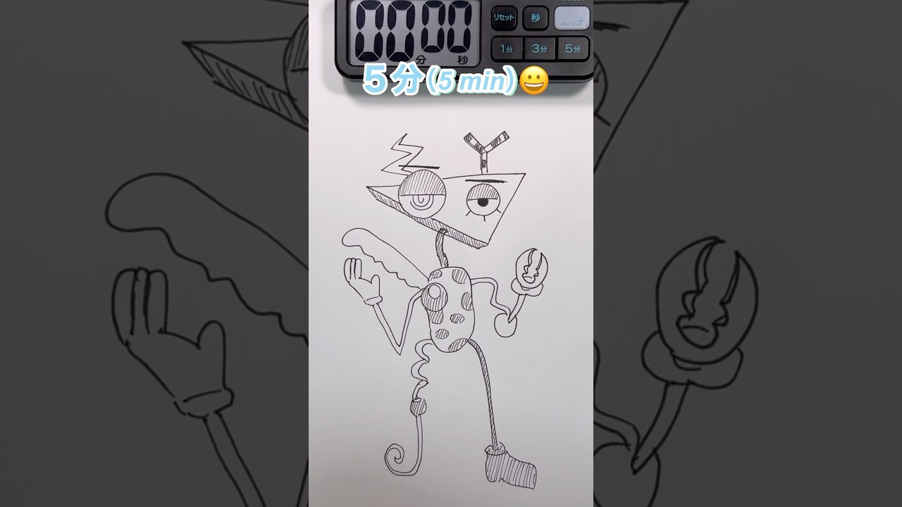 Drawing Zooble 5sec,10sec,1mins,5mins ズーブルを5秒、10秒、1分、5分で描いてみた #bangbangbang #shorts
