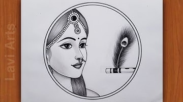 How to Draw Radha with Flute of Krishna| Pencil drawing of Radha Krishna | Easy drawing |God drawing