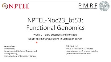 NPTEL - Functional Genomics - Practice Session 1