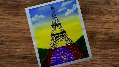 Easy Eiffel Tower scenery Drawing & Painting for beginners || Step by step acrylic painting tutorial
