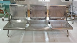 Ss 304 Hospital Waiting Bench 3-Seater Stainless Steel Chair For Clinics & Public Spaces