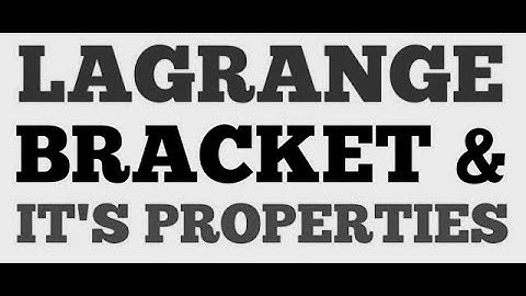 Lagrange Brackets_Classical Mechanics
