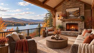 Relaxing October Morning on a Lakeside Coffee Porch 🍂 Fall Piano Music & Fireplace for Work screenshot 3