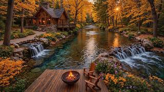 Autumn Relaxing Piano Music 🍂🎹 Cozy Riverside Campfire Sounds for Sleep, Study & Stress Relief screenshot 5