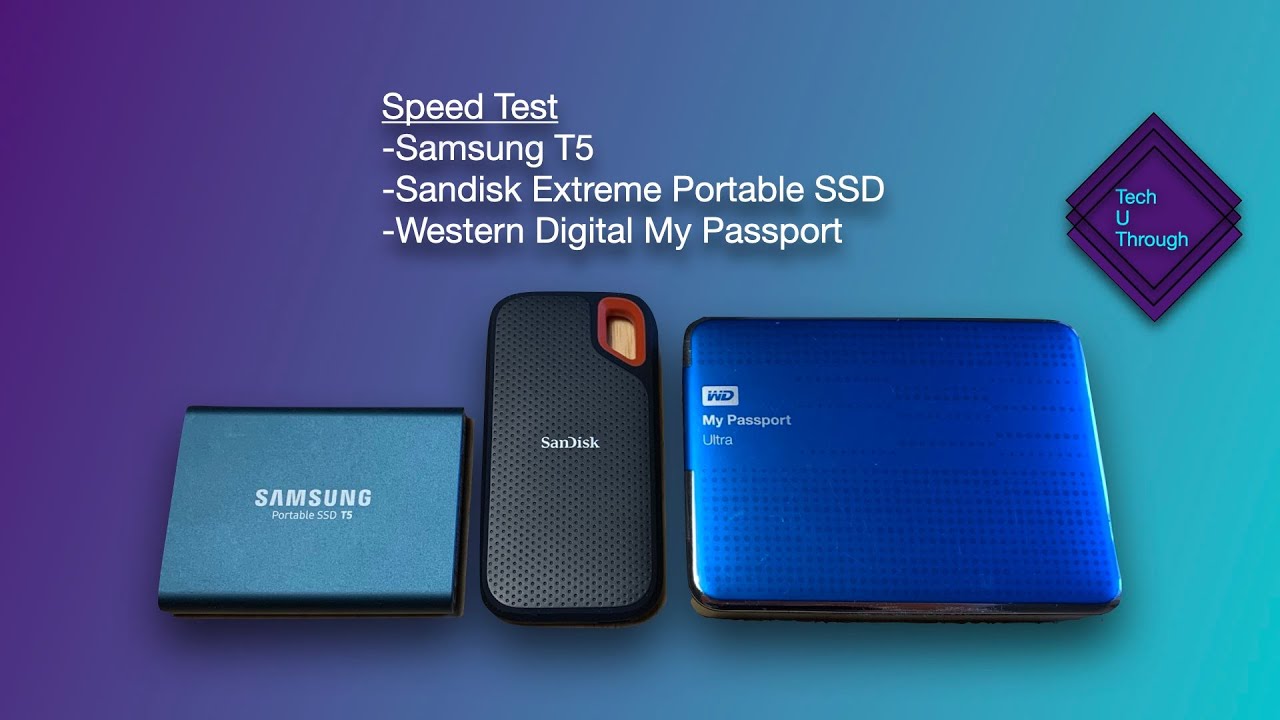 ulv Udelade Sherlock Holmes Speed Test - Samsung T5 vs Sandisk Extreme Portable SSD vs Western Digital  My Passport + Unboxing - YouTube