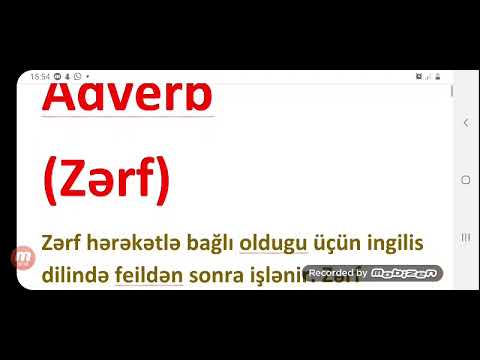 İngilis dili sade izah(zərf- Adverb)