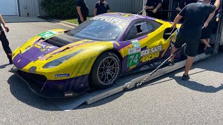 2022 be safe racing 24hrs of la mans ￼￼Ferrari 488 GTE evo unloading from a shipping container ￼