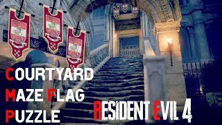 The Courtyard - Maze Flag Puzzle - Resident Evil 4 Remake|Resident Evil 4 Courtyard Maze Flag Puzzle