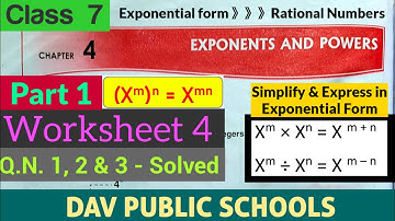 DAV class 7 maths chapter 4 worksheet 4 Q.N. 1, 2 & 3 - all solved
