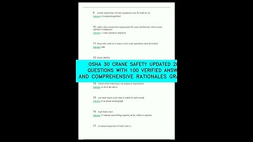 OSHA 30 CRANE SAFETY  UPDATED 2025   QUESTIONS WITH 100 VERIFIED ANSWERS AND COMPREHENSIVE RATIONALE