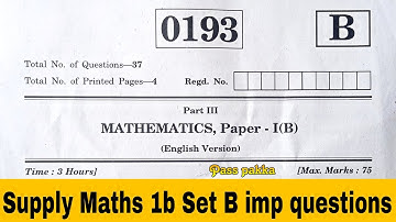 INTER MATHS 1B MAIN IMPORTANT QUESTIONS 2023 MATHS B  1ST YEAR 2023 HOW TO PASS SUPPLY IMPROVEMENT