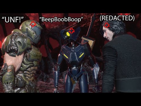 DOOMGUY, V1 and Kylo Ren arguing in Devil May Cry 5