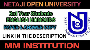 NSOU 3RD YEAR ENGLISH HONOURS// EEG 6 ANSWER COPY// LINK IN THE DESCRIPTION // MM INSTITUTION