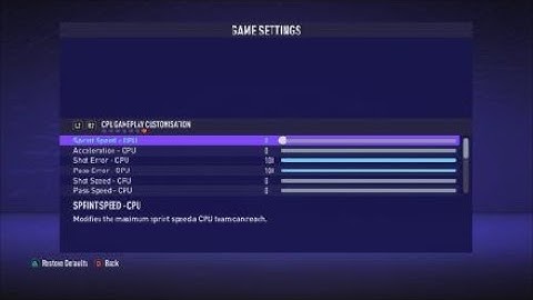 FIFA 21 Modifying & Changing the USER & CPU GAMEPLAY CUSTOMISATION SETTINGS 28/01/2021