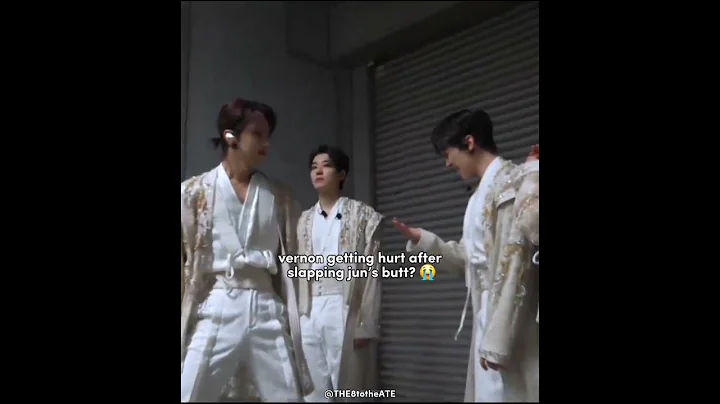 Vernon getting hurt after slapping Jun's butt ? 😭 #Vernon  #Jun #seventeen #fyp #shorts #viral