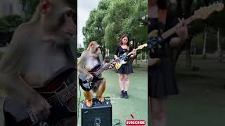 Viral Monkey Playing Guitar in Russian Square #empudstudiogrup #empudstudioai #shorts
