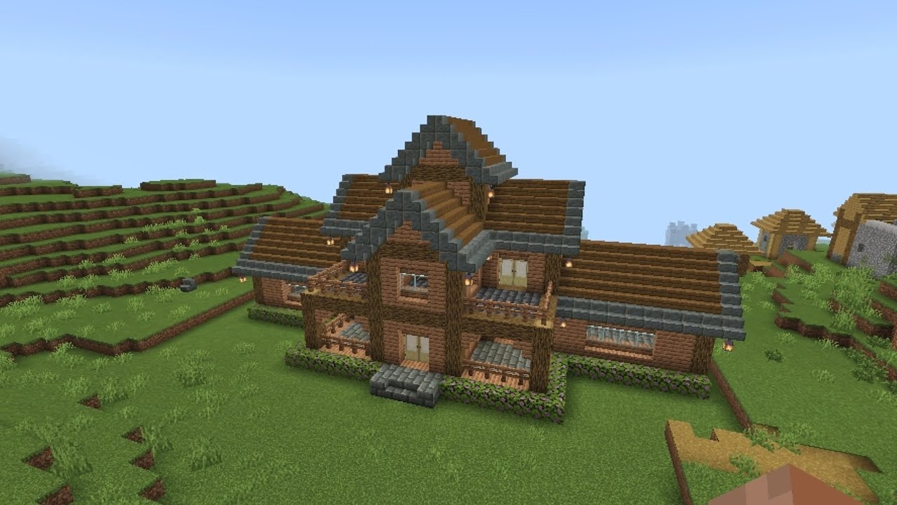 Minecraft PE: Large survival house tutorial 🏠⚒️ | Minecraft house ...
