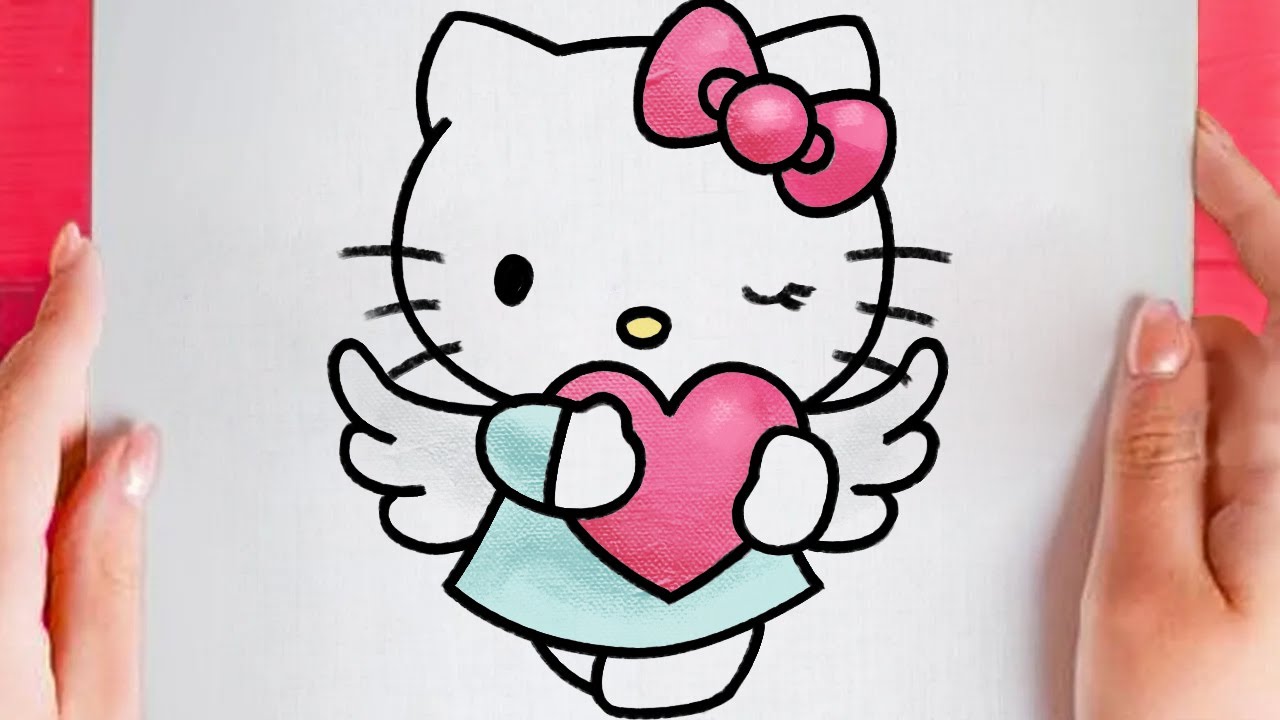 How to draw valentines day hello kitty Sanrio - YouTube