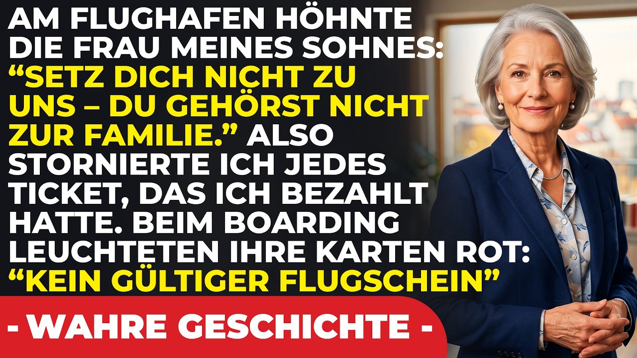 An einem Flughafen, kurz vor dem Abflug zu einem 28.000-Euro-Urlaub, den ich für meinen Sohn und seine Frau bezahlt hatte, zerrte mich meine Schwiegertochter zur Seite. Vor allen Leuten sagte sie:...