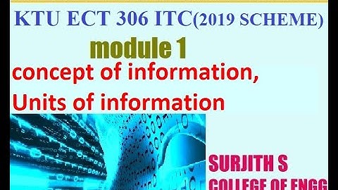 KTU ECT 306  ITC concept of information, Units of information Information theory and coding module 1