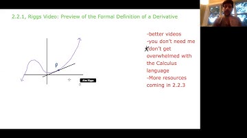 2.2.1, Riggs Video: PREVIEW of the Formal Definition of a Derivative