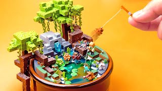 I made Tiny Minecraft Frogs Fishing Pot - Clay ASMR