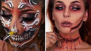 УСТРАШАЮЩИЕ ПРЕОБРАЖЕНИЯ НА ХЭЛЛОУИН😍🎃 |  СТРАШНЫЙ ГРИМ МАКИЯЖ ПОДБОРКА