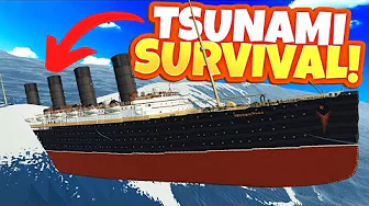 RMS Lusitania Flies Over GIANT TSUNAMI in Stormworks Sinking Ship Survival!