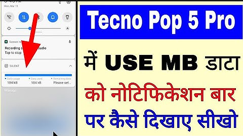tecno Pop 5 pro me use mb data ko notification bar par kaise dikhaye ।data usage in tecno pop 5 pro