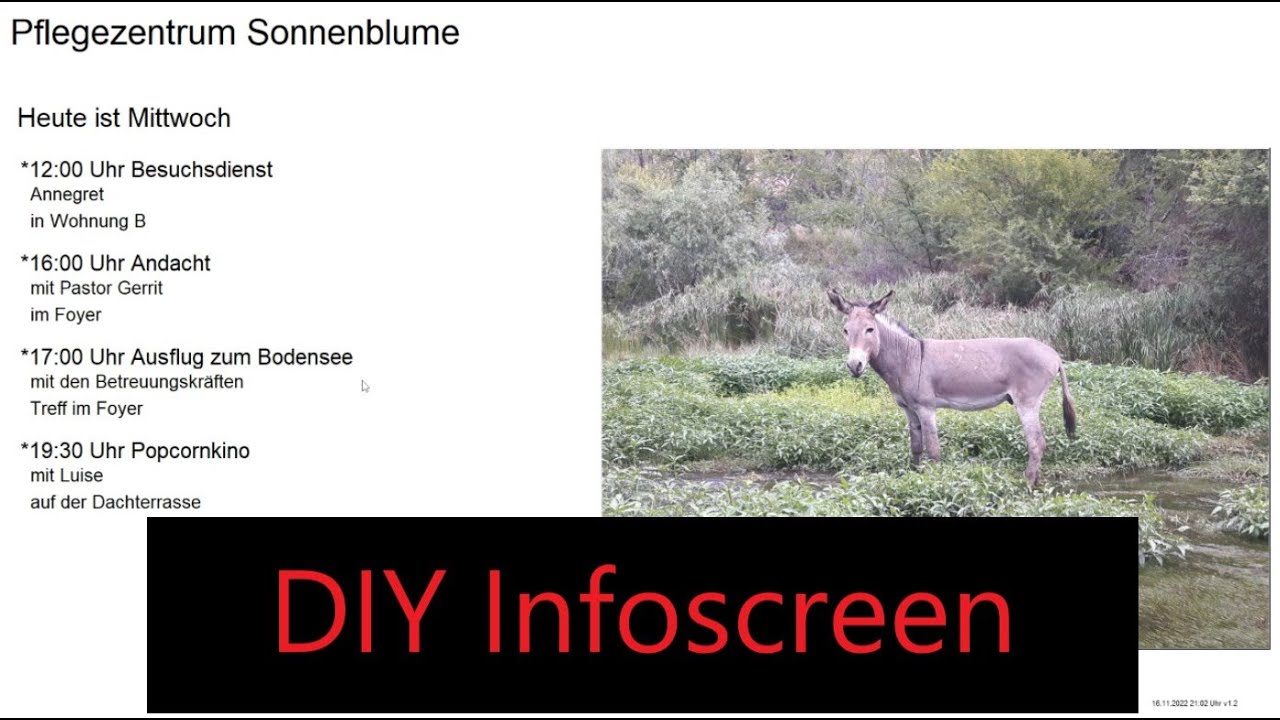 DIY Infoscreen für Öffentliche Einrichtungen wie Pflegeheime, Kindergarten... (raspberry pi)