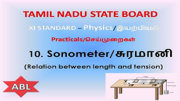 XI Physics Practical - 10. Sonometer/சுரமானி (Relation between length and tension)