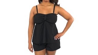 Sunsets Plus Size Black Bandeau Tankini Top | SwimOutlet.com Resimi