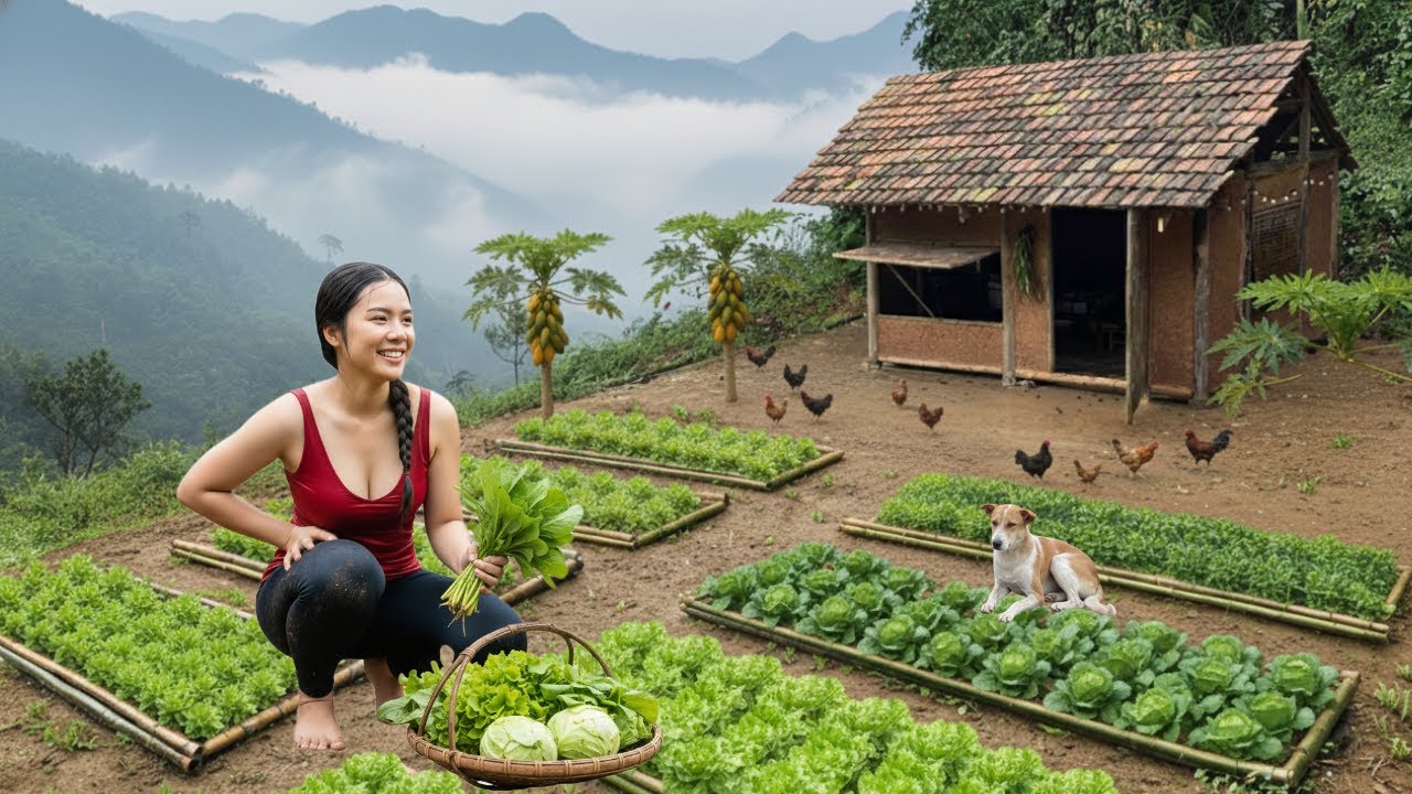 OFF-GRID DREAM: Building a Simple Bamboo Home & HUGE Vegetable Patch