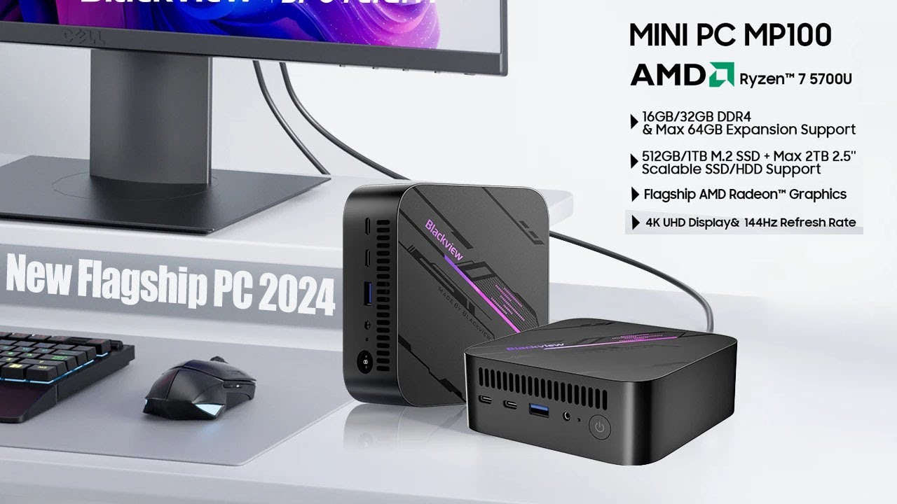 薄型❗大画面‼️YouTube見れる✨カメラ付 レアBLACK ノートパソコン New Flagship PC 2024 — Blackview MP100 AMD Mini PC — 2024