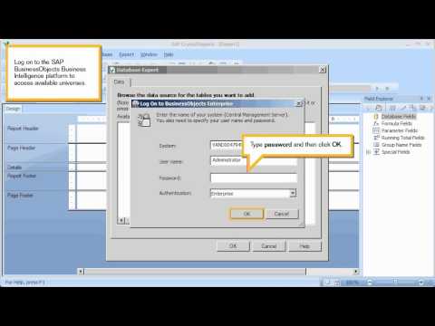 Connect to a universe: Crystal Reports 2011