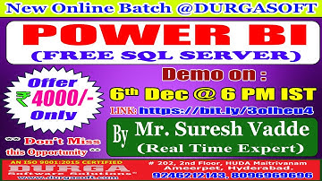 POWER BI (FREE SQL SERVER) Online Training @ DURGASOFT