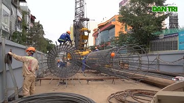 Cận cảnh xây dựng cầu vượt chữ C 150 tỷ đồng ở Hà Nội