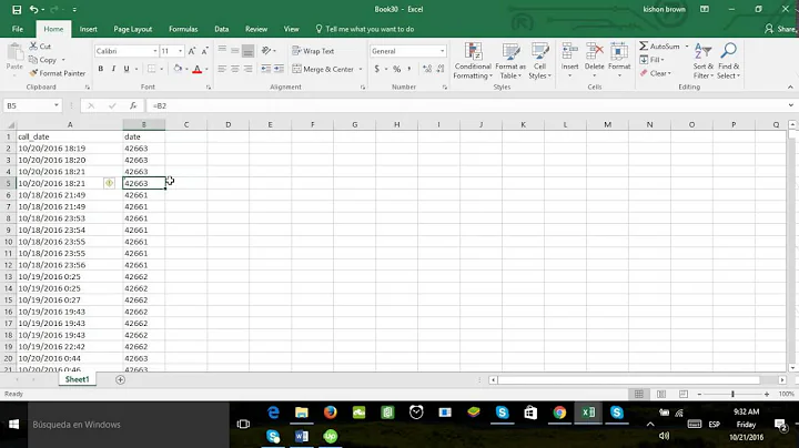 How to separate date from time in excel