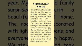 A Memorable Day in My Life | Easy English Paragraph #shorts