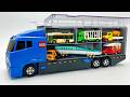 トミカ☆コンボイにミニカーがどんどん増えていく!開封&収納☆ハンバーガー車&船☆Tomica Mini Cars☆ Increasing cars in convoy Driving Test
