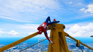 GTA 5 Ragdolls SPIDERMAN Jumps/Fails in 4K 68FPS # (Euphoria Physics)