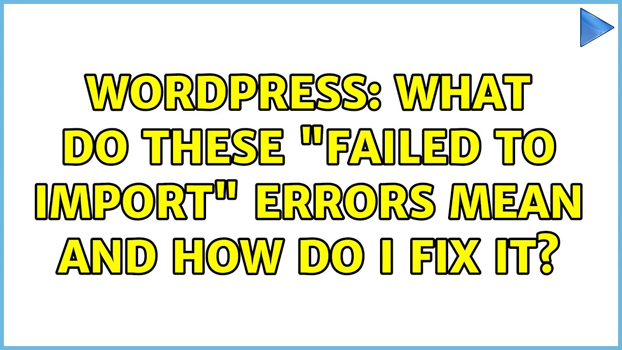 error when import Images High Quality Grahic Wordpress: What do these "Failed to import" errors mean and how do I ...