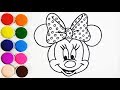 Dibujar y colorear a minnie mouse  dibujos para nios  learns colors  funkeep