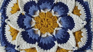 Tığişi Kare Motif Yapımı PART 2- Nilüfer Çiçeği Modeli-Crochet Square Motif PART 2