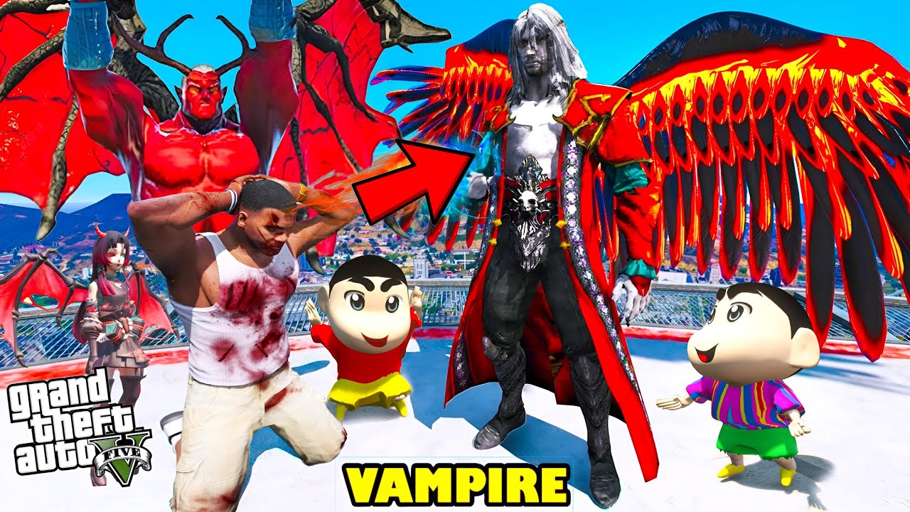Franklin and Shinchan কে আক্রমণ করল রক্তচোষা Devil Vampire in GTA 5 ! (GTA 5 mods) Bangla Gameplay