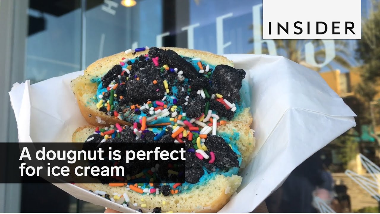 A doughnut is the perfect pocket for ice cream YouTube