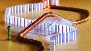 Domino vs Simplest Electromagnetic Train by AmazingScience 3,749,498 views 7 years ago 4 minutes, 12 seconds